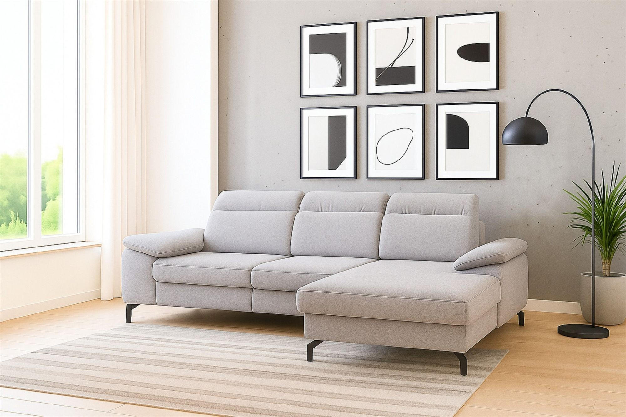 ECKSOFA Margit Mit Schlaffunktion - Hellgrau, Holzwerkstoff/Textil (276/184cm) - Fun Möbel