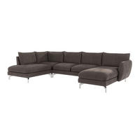 WOHNLANDSCHAFT Elou Khaki Luxusmicrofaser - Chromfarben/Dunkelbraun, Textil/Metall (336/87/200cm) - S-Style Möbel