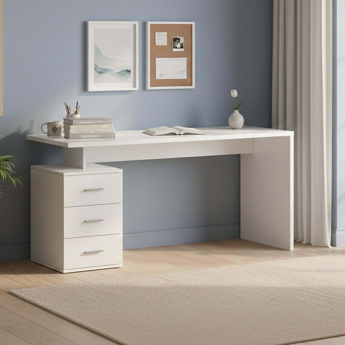 SCHREIBTISCH Weiß 60/160/75 cm - Weiß, Holzwerkstoff (60/160/75cm) - DMORA