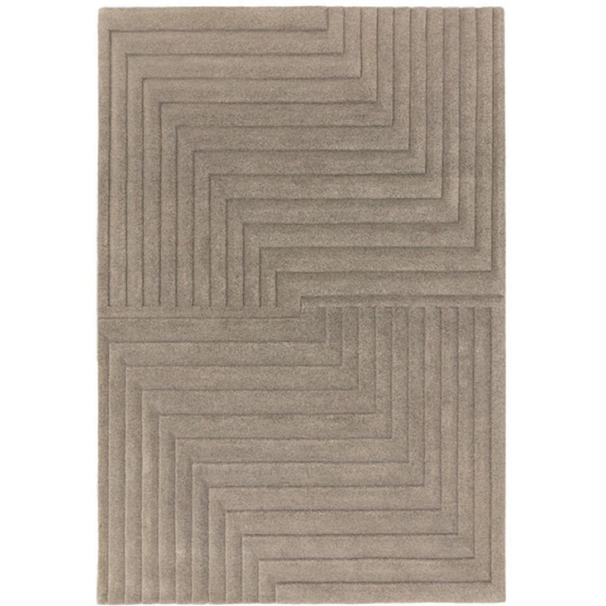 TEPPICH Einfarbiger aus reiner Wolle, handgetuftet, Reliefmuster SQUARE Grau 120 x 170 cm - Grau, Naturmaterialien (120/170cm) - Novatrend