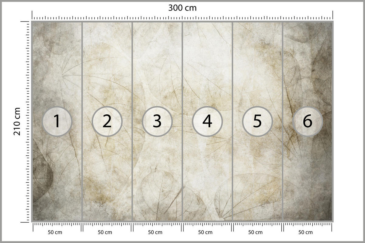 FOTOTAPETE für Badezimmer Blätter Beton Abstraktion Retro 300x210 - Beige/Grau, Papier (300/210cm) - Muralo