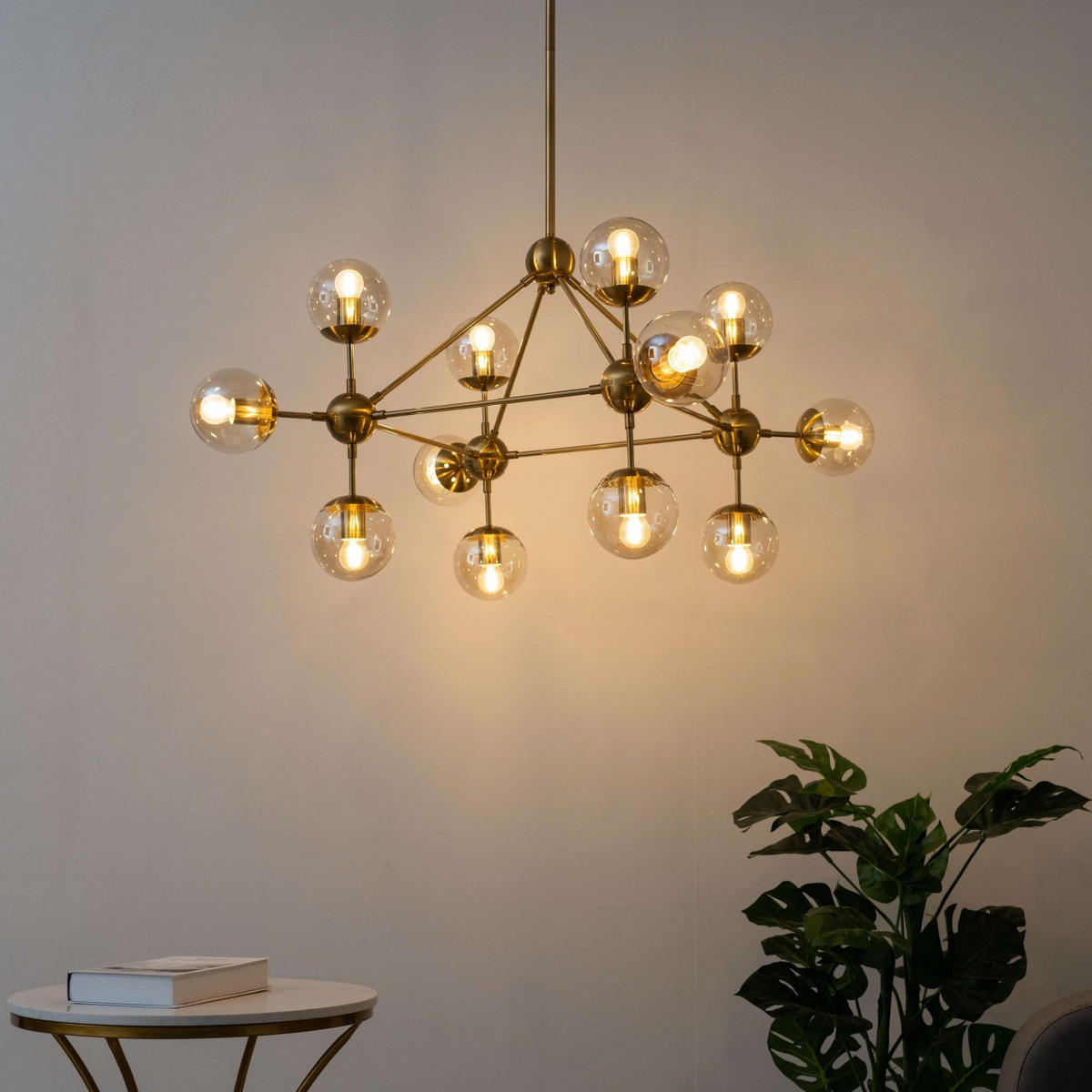 HÄNGELEUCHTE Carolyn, Gold / Messing, 105cm - Goldfarben, Glas (105/105/85cm) - KOSILUM
