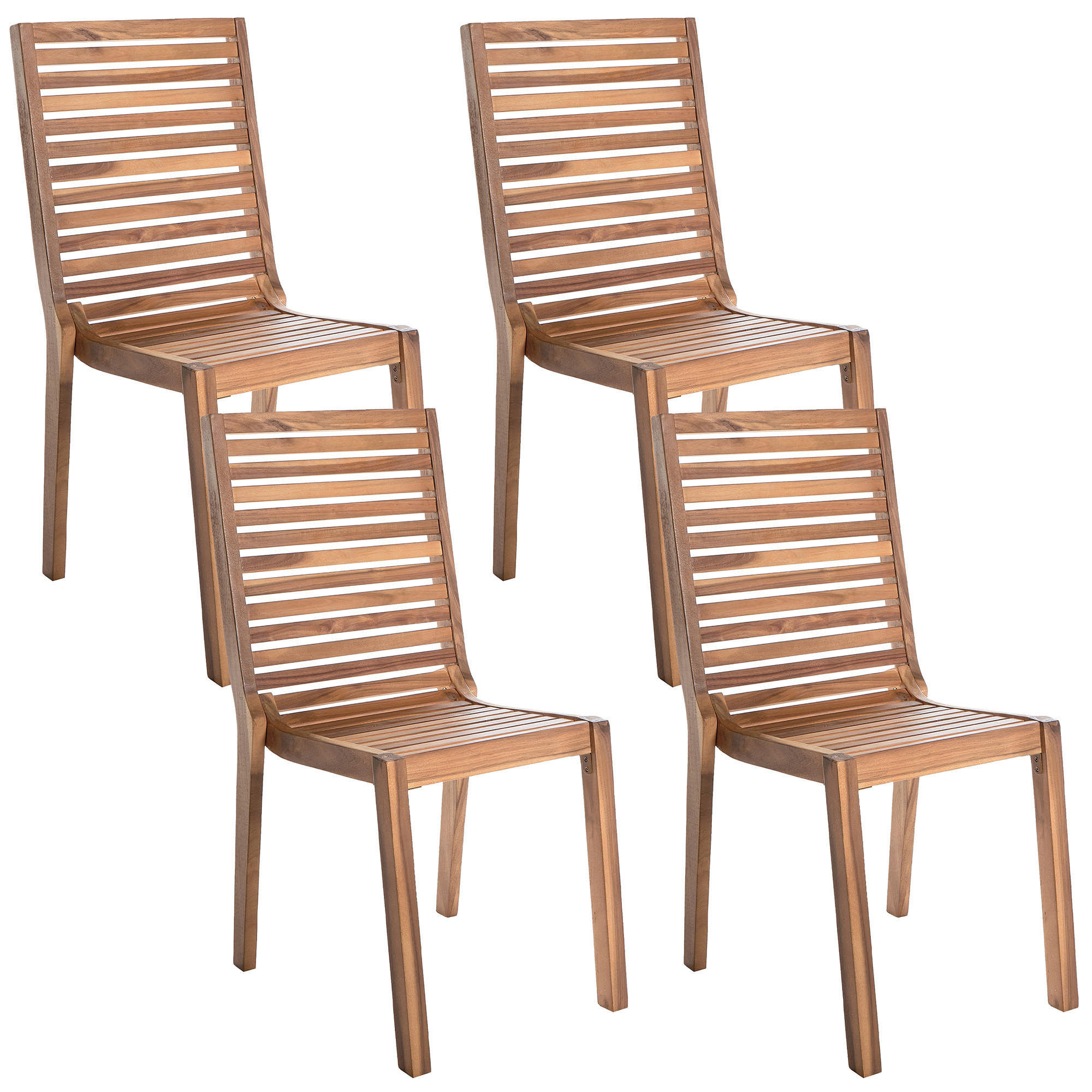 GARTENSTUHL 4er set Heller Holzfarbton Ombriano - Hellbraun, Holz (45/93/57cm) - Beliani