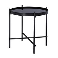 BEISTELLTISCH Ø43x45 cm rund in Schwarz mit Metallgestell und Glasplatte - Schwarz, Metall (45/43/45cm) - WOMO-DESIGN