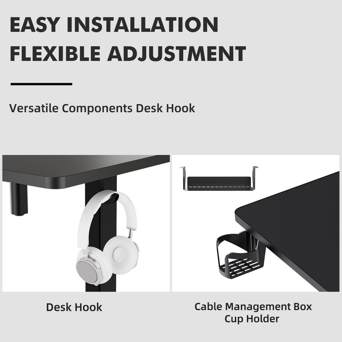 SCHREIBTISCH elektrisch höhenverstellbarer 60 x 120 cm, mit USB-A- und Type-C-Ladeanschlüssen, mit Memory- und Kollisionsschutzfunktion - Schwarz, Metall (120/60/120cm) - HOMAVO