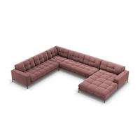 PANORAMASOFA links Mamaia aus Samt rosa 7 Sitzplätze - Pink, Textil (256/75/327cm) - Micadoni