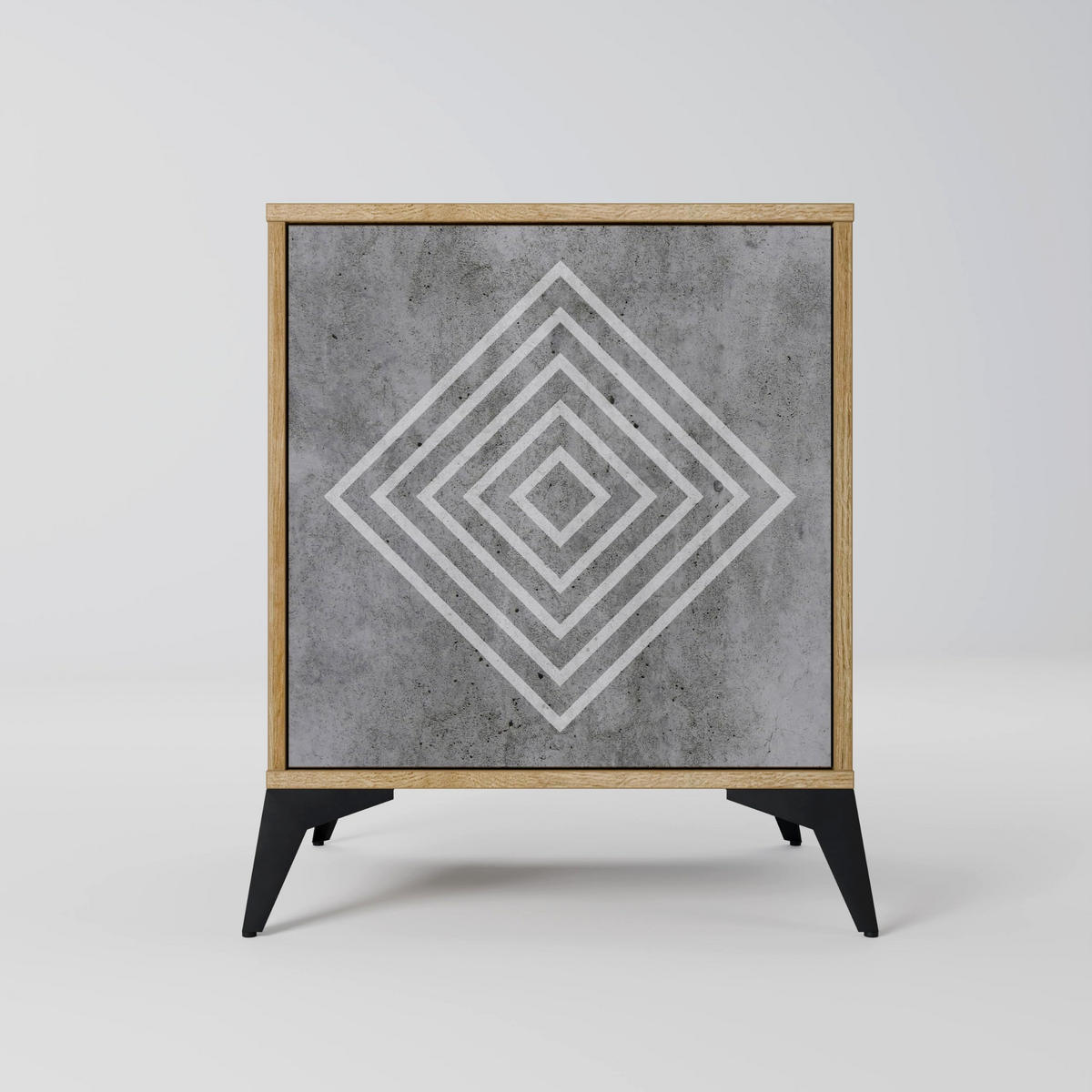 SIDEBOARD POLYGONAL ARTISTRY, Eichefarben, 57,5x42x75,5 cm, Goldfarbene Metallfüße - Eichefarben/Goldfarben, Holzwerkstoff/Metall (57.5/75.5/42cm) - SpaceRebels