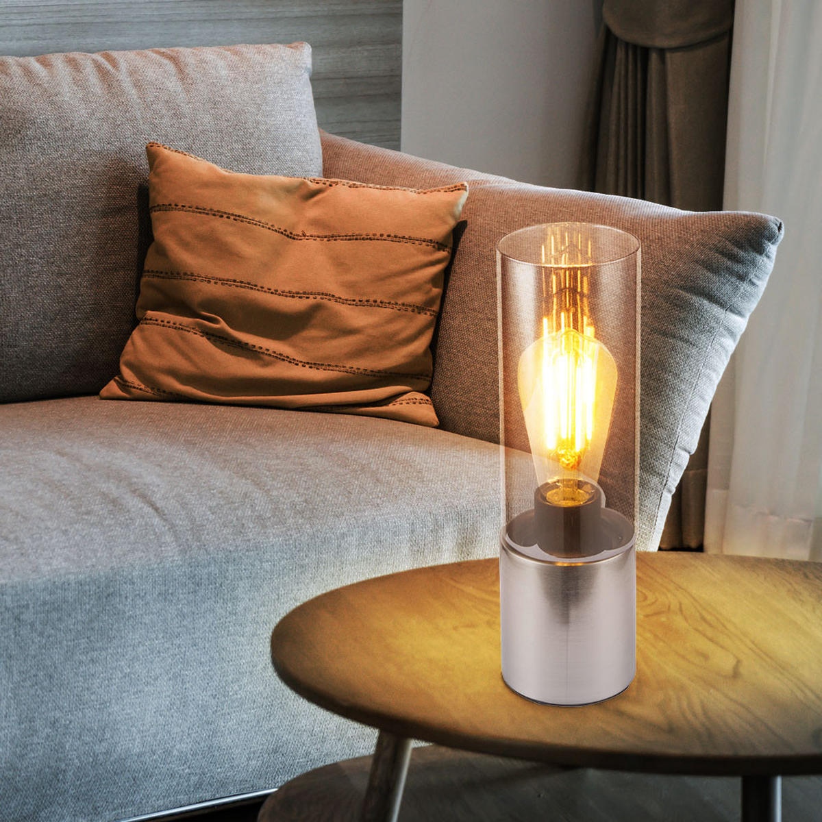 LED TISCHLEUCHTE Metall Silber ANNIKA - Silberfarben, Glas (9/9/30cm) - Globo Lighting