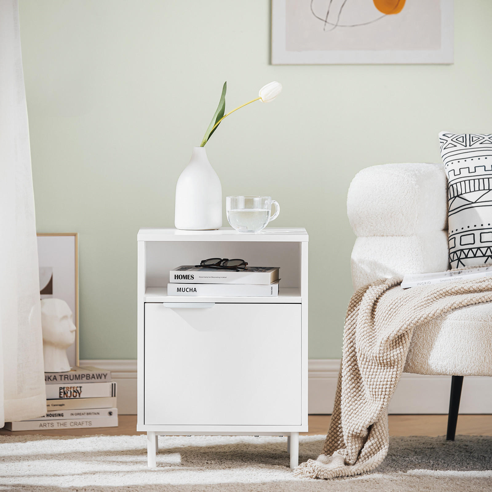 NACHTTISCH Weiß - Weiß, Holzwerkstoff (40/57/35cm) - SoBuy