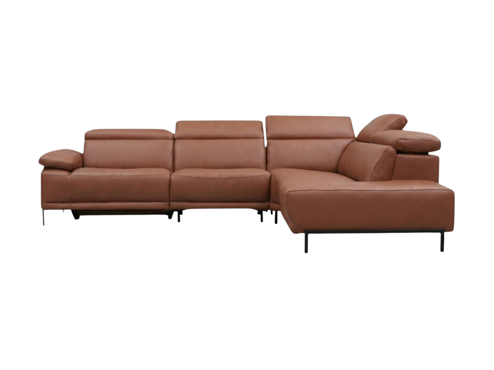ECKSOFA Linus Echtleder Cognacbraun - Cognac, Leder/Metall (262/220cm)