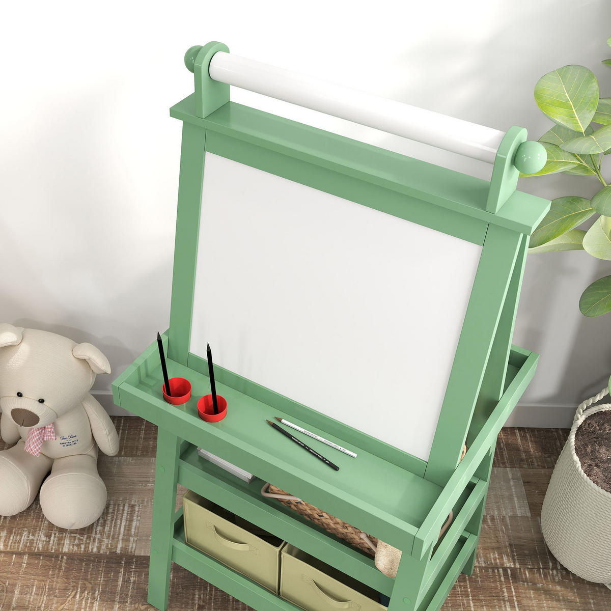 MALTAFEL DE-18199 3-in-1 mit Magnet- & Kreidetafel Grün - Grün, Holzwerkstoff (48/118/59cm) - ComfortXL
