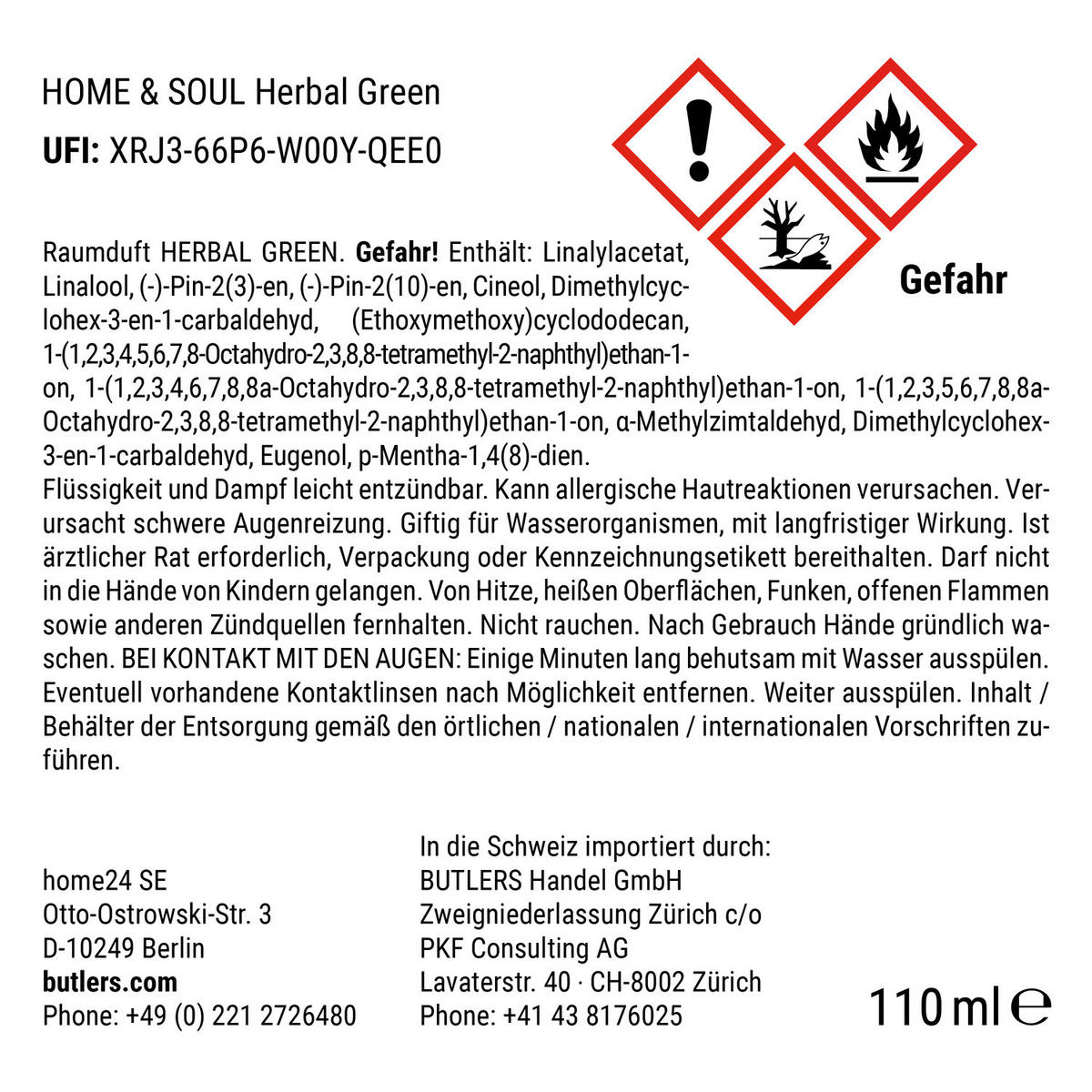 RAUMDUFT Home & Soul - Grün, Glas/Naturmaterialien (5/19/5cm) - Butlers