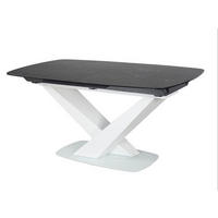 ESSTISCH Cassino II Marmor graphit / weiß 160 / 90 / 76cm - Graphitfarben, Glas/Holz (90/160/76cm) - Feldmann-Wohnen