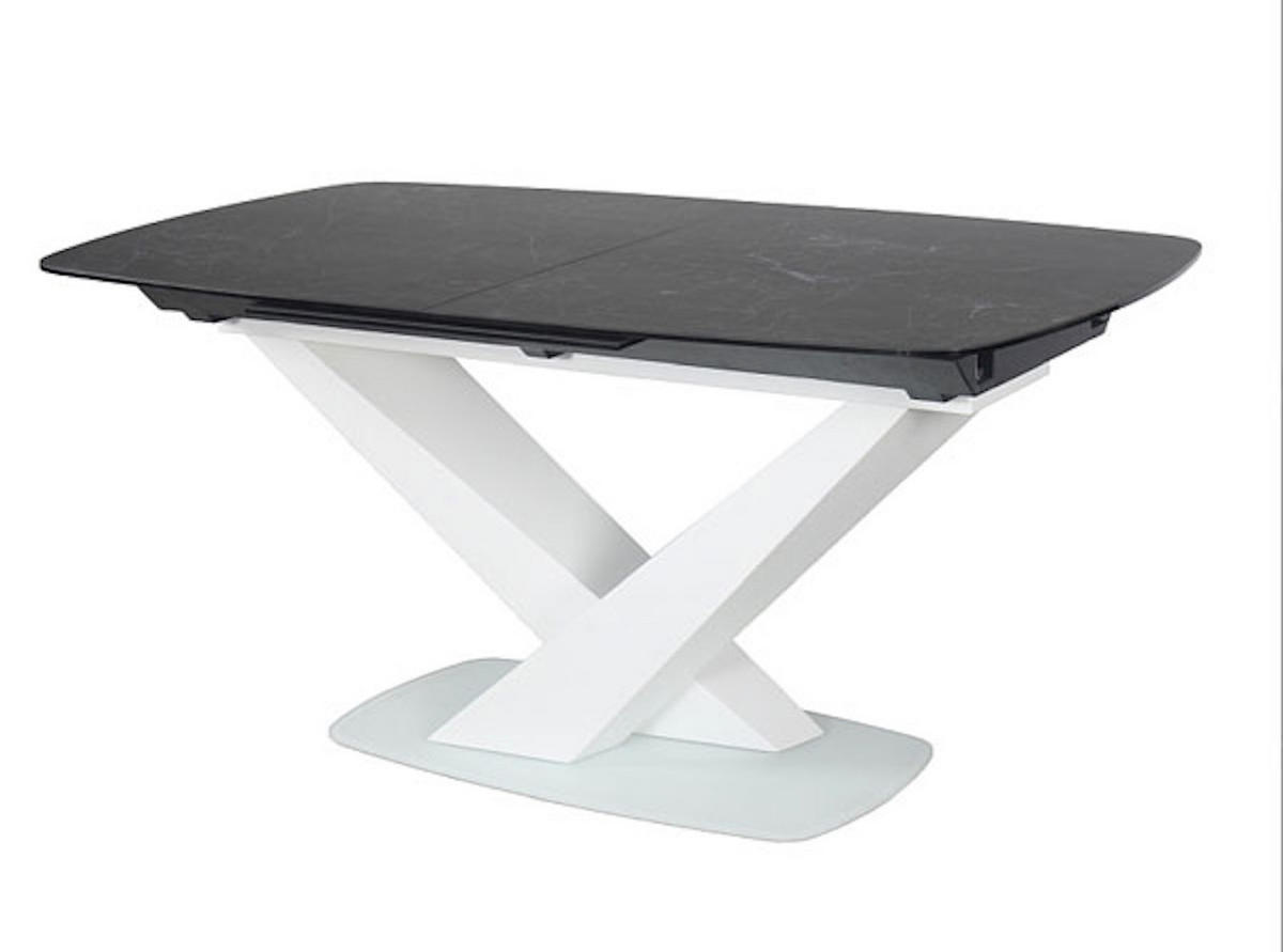 ESSTISCH Cassino II Marmor graphit / weiß 160 / 90 / 76cm - Graphitfarben, Glas/Holz (90/160/76cm) - Feldmann-Wohnen