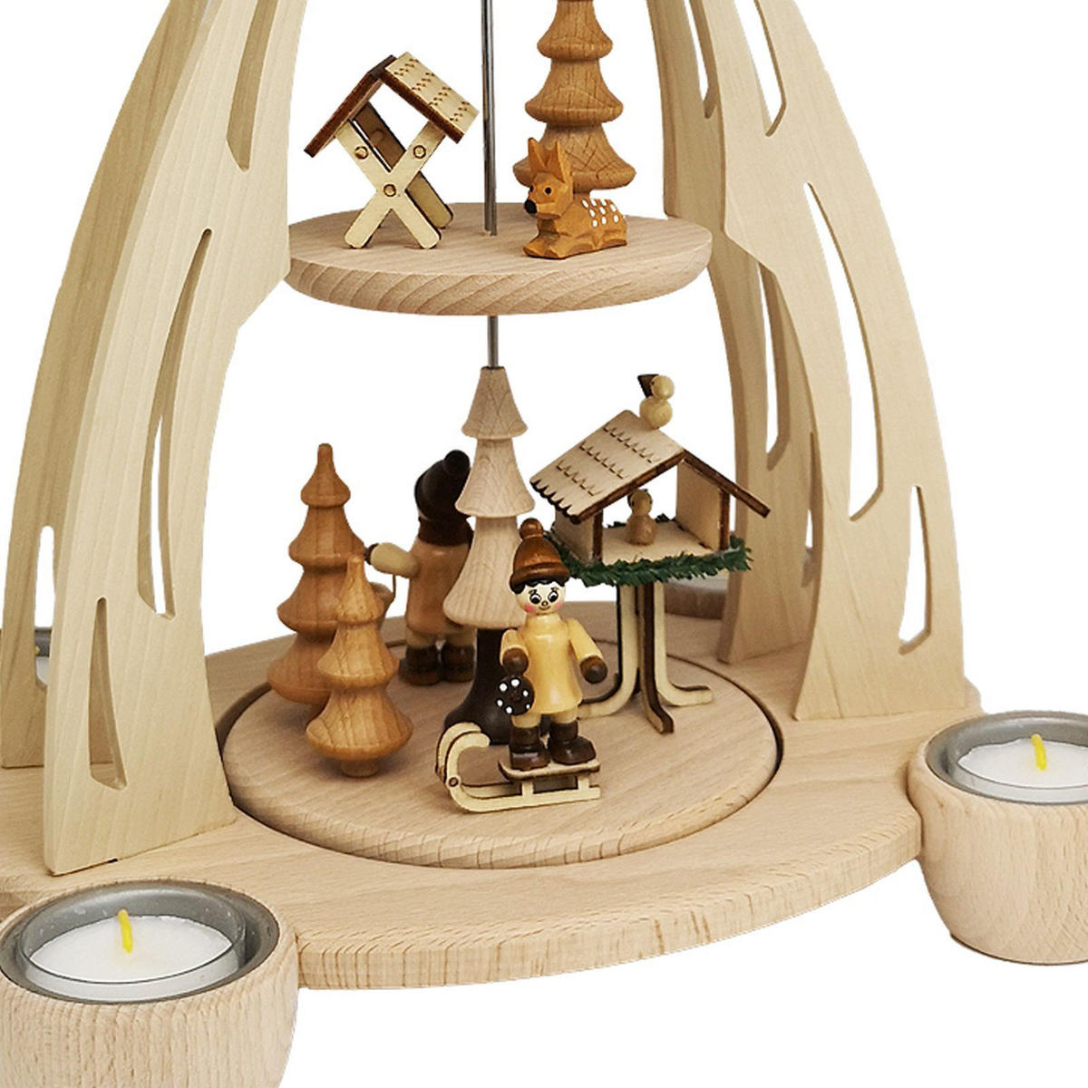 PYRAMIDE Vogelfütterung 20/24/35 cm - Multicolor, Holz (0.1/35/0.1cm) - Dekoteam24