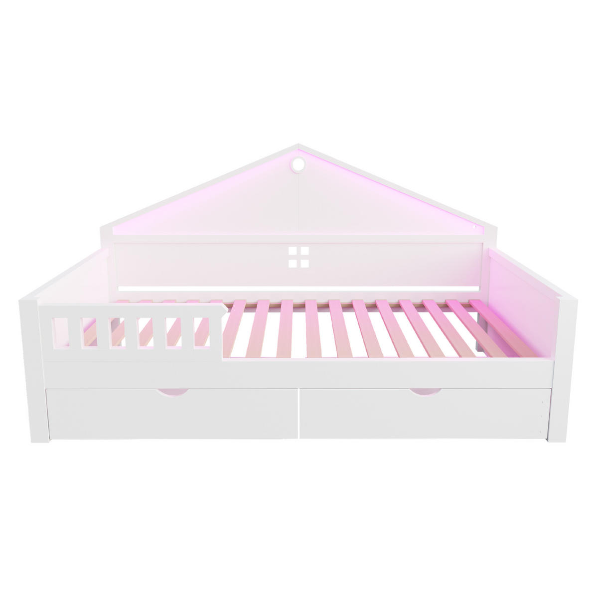 KINDERBETT 90/200 cm in Weiß mit LED-Beleuchtung und 2 Schubladen - Weiß, Holz (90/200cm) - Flora Grace