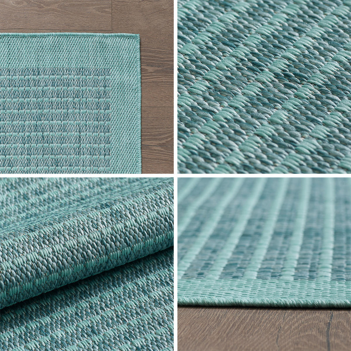 TEPPICH Outdoor Flachgewebe Uni-Farbe Polypropylen Balkon Blau Rechteckig 160x230 - Blau, Textil (160/230cm) - KADIMA DESIGN
