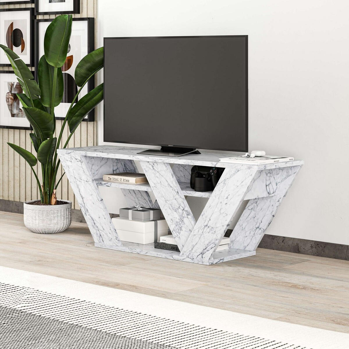 TV-MÖBEL 3 Regale L110 cm - Pipralla - Weiß, Holzwerkstoff (30/40/110cm) - Calicosy