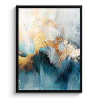 GERAHMTES BILD Abstrakt - Kunst - Gold - Blau 60x80 cm - Petrol, Papier (60/80cm) - MuchoWow