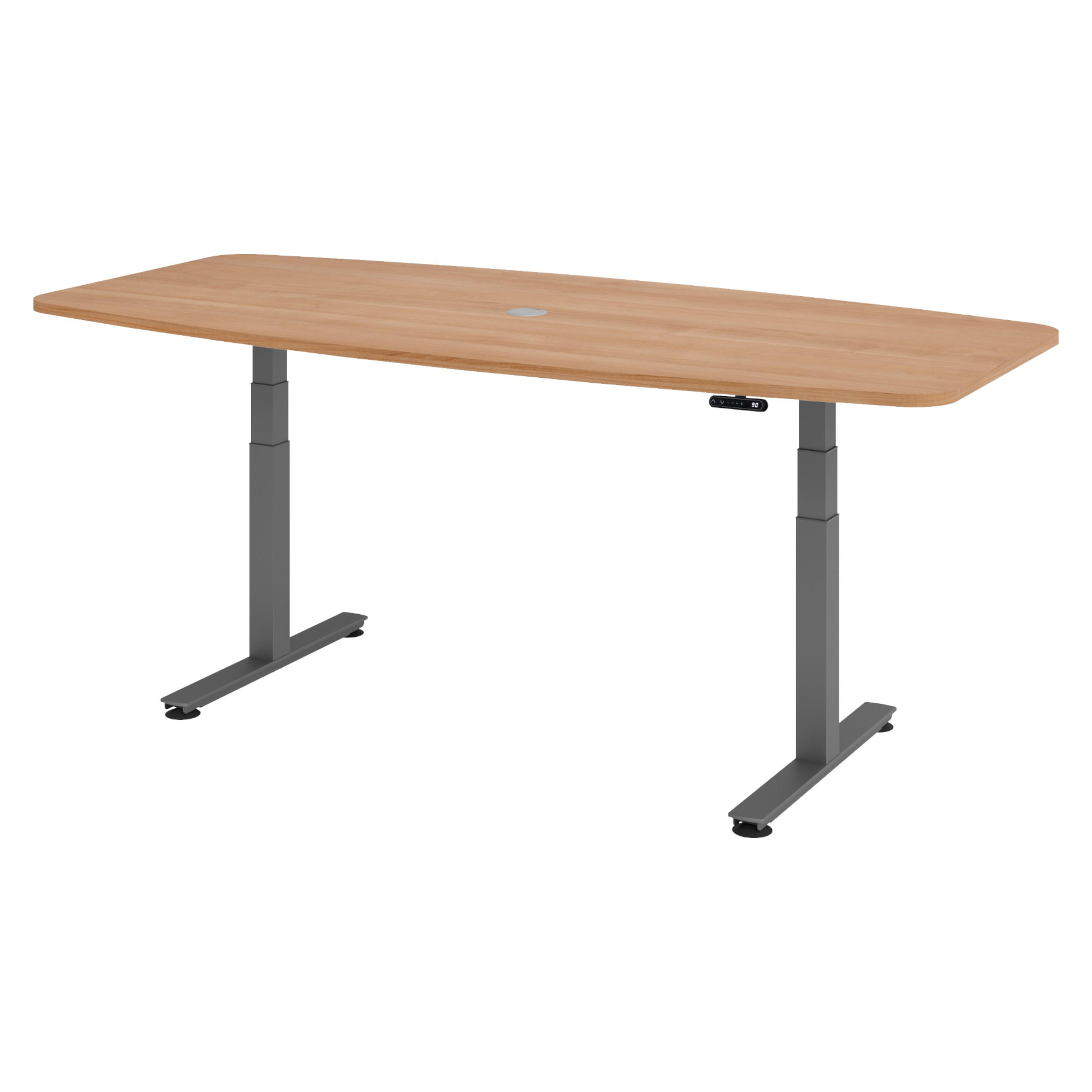 KONFERENZTISCH elektrisch XDSM22 103/220/74 cm in Nussbaumfarben/Graphitfarben - Nussbaumfarben/Graphitfarben, Holzwerkstoff (103/220/74cm) - bümö