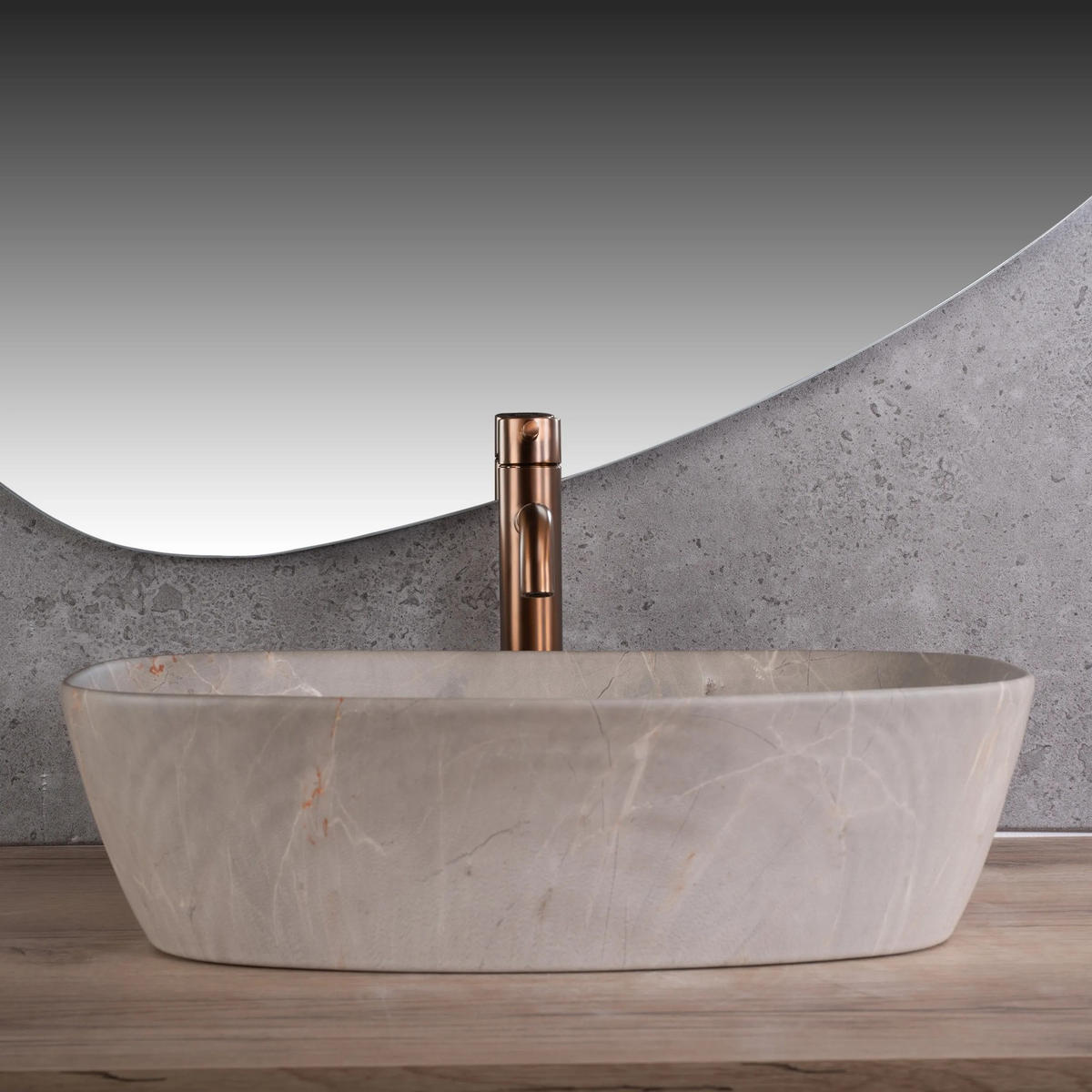AUFSATZWASCHBECKEN Rea Freja Beige - Beige, Keramik (39.5/14/51cm) - REA
