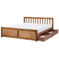 BETT mit 2 Schubladen 140/200 cm Kiefernholz Braun Olendon - Braun, Holz (140/200cm) - Beliani