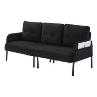 SOFA 3-Sitzer mit Seitentasche Cord Schwarz - Schwarz, Kunststoff (171/80/72cm) - Meubliv