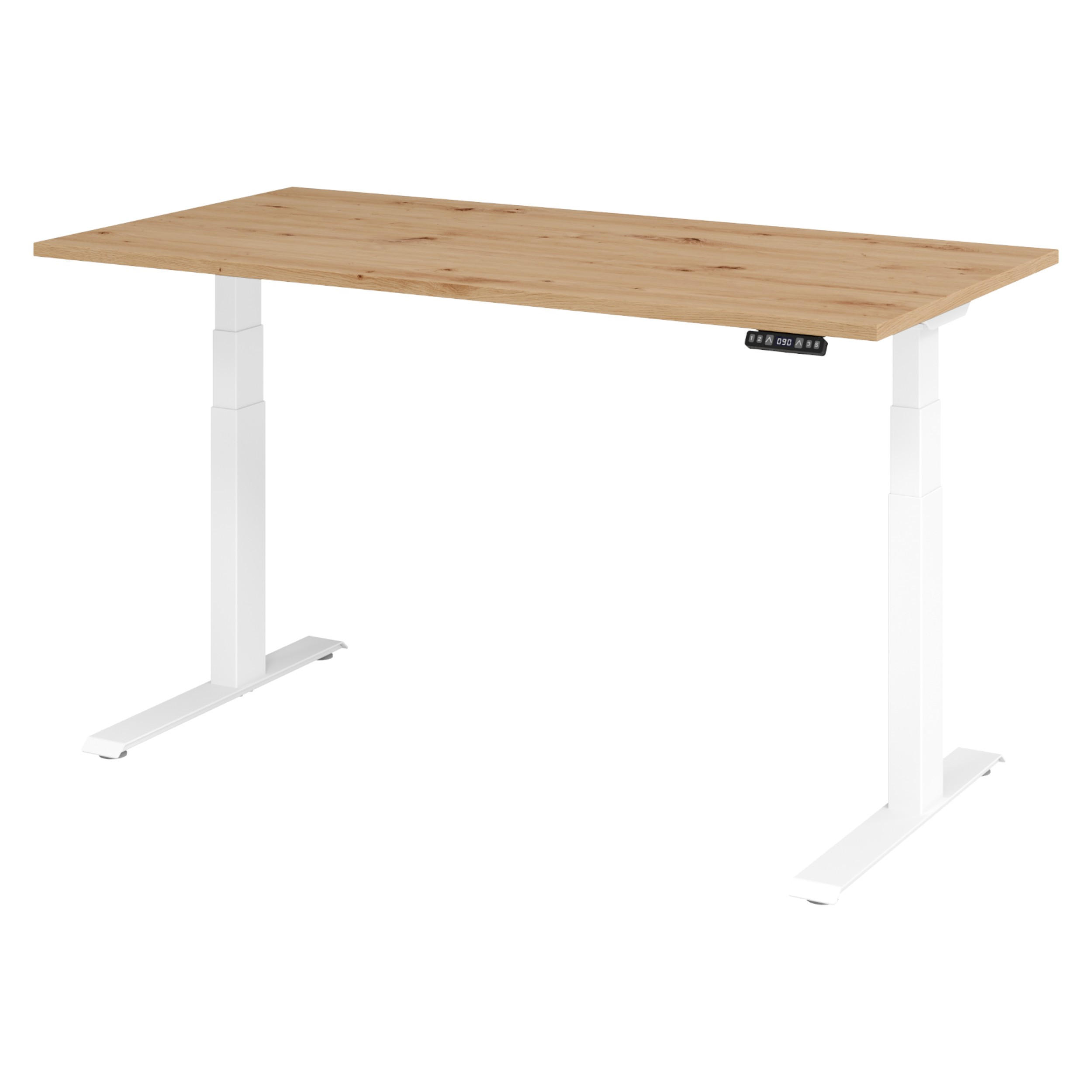 SCHREIBTISCH elektrisch XDKB 80/160/74 cm in Wildeiche/Weiß - Wildeiche/Weiß, Holzwerkstoff (80/160/74cm) - bümö