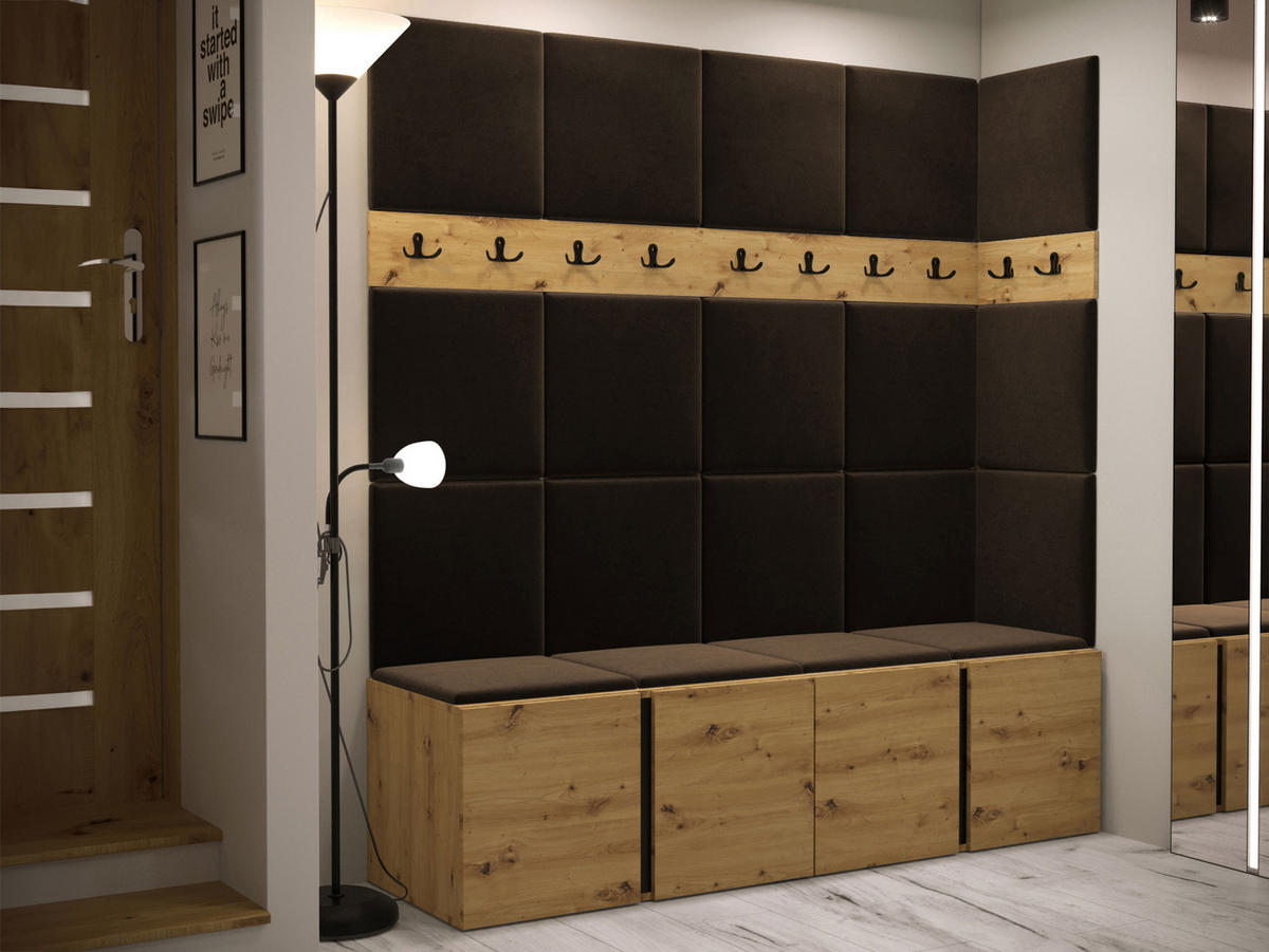 GARDEROBEN-SET Orion II - Eiche Artisan/Braun, Holzwerkstoff/Kunststoff (168/186/46cm) - MIRJAN24