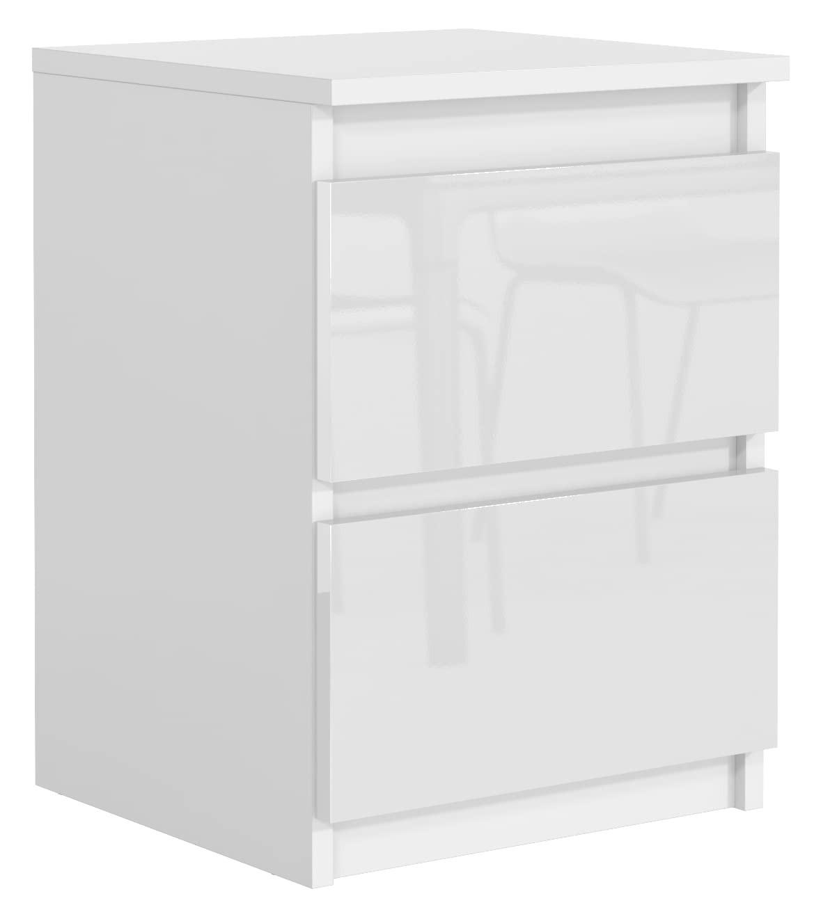 NACHTTISCH 40 cm Weiße Hochglanzfront 40x39x55 cm - Weiß Hochglanz, Holzwerkstoff (40/55/39cm) - Mobelsta