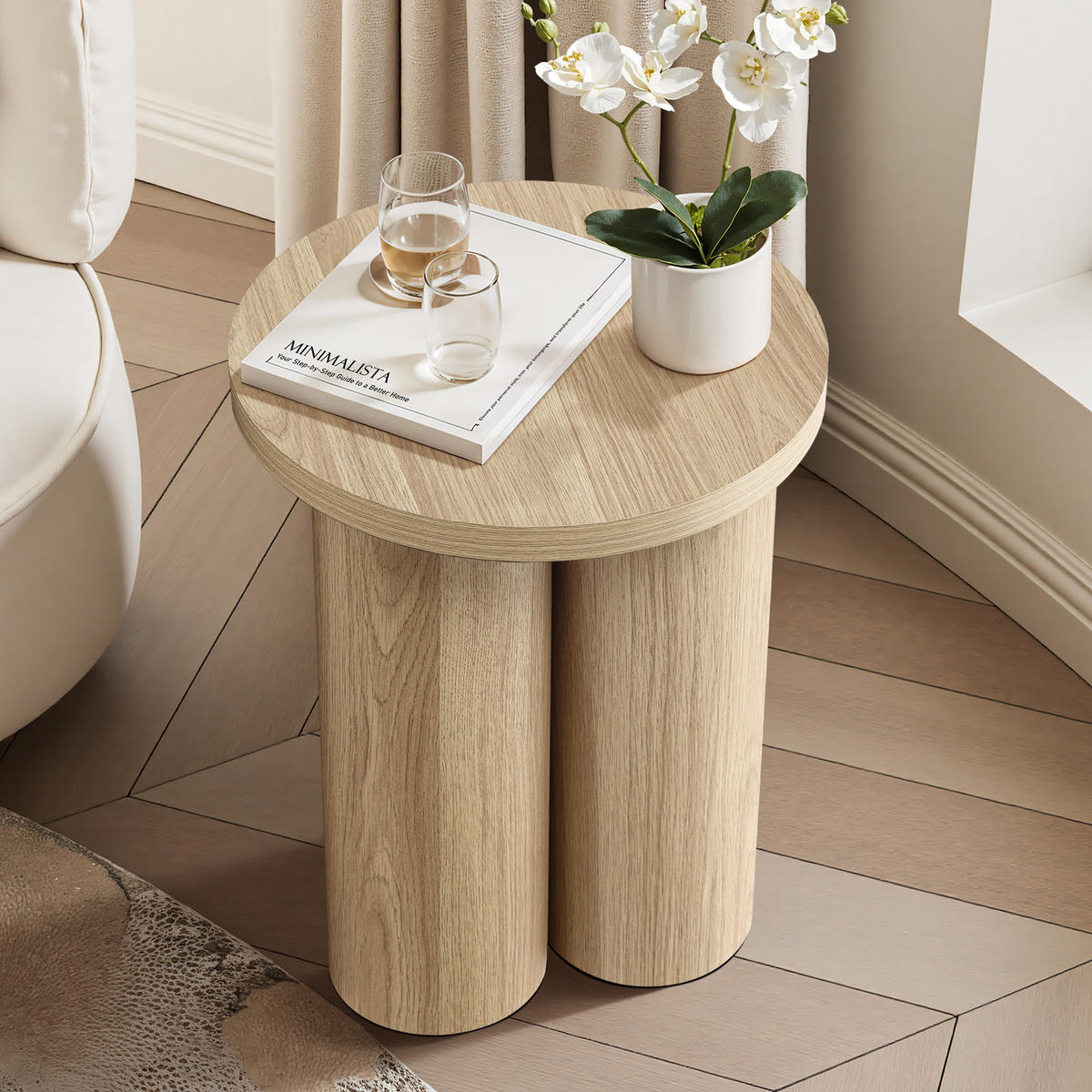 BEISTELLTISCH Rund, Holz | Ø40 x H50 cm - Braun, Holzwerkstoff (40/40/50cm) - Hometopia