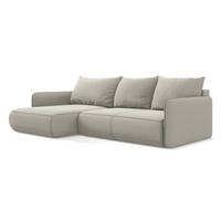 ECKSOFA mit Schlaffunktion Samt Stoff Creme - Perlmutt/Creme, Kunststoff/Textil (148/240cm) - Makamii