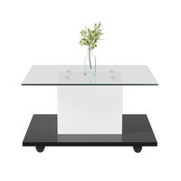 COUCHTISCH aus Glas 80x40x80 cm in Weiß mit LED-Beleuchtung - Weiß, Holzwerkstoff (80/80/40cm) - Modfu