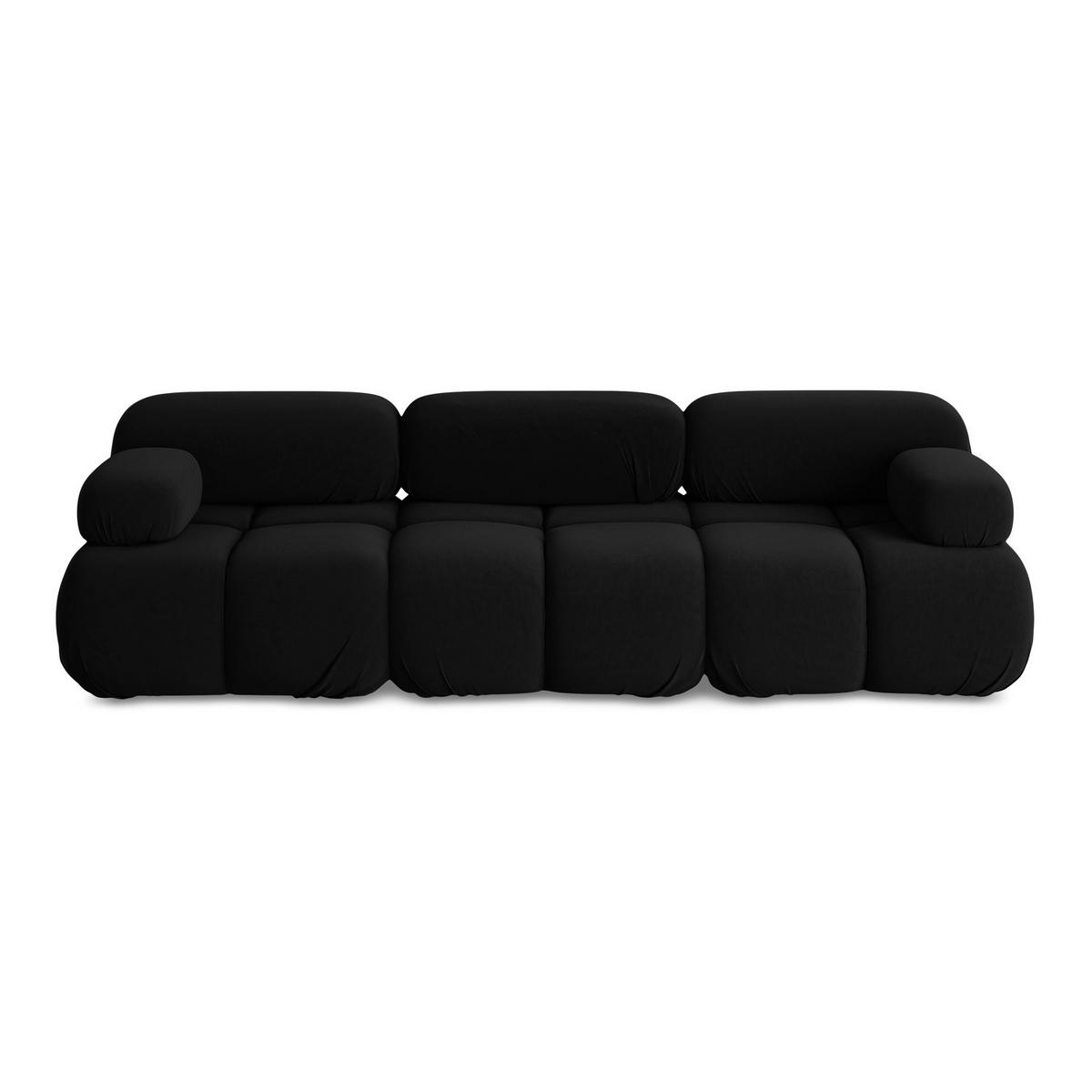 3-SITZER SOFA Samt Stoff Schwarz - Schwarz/Orange, Kunststoff/Textil (285/70/96cm) - LaMiaSofa