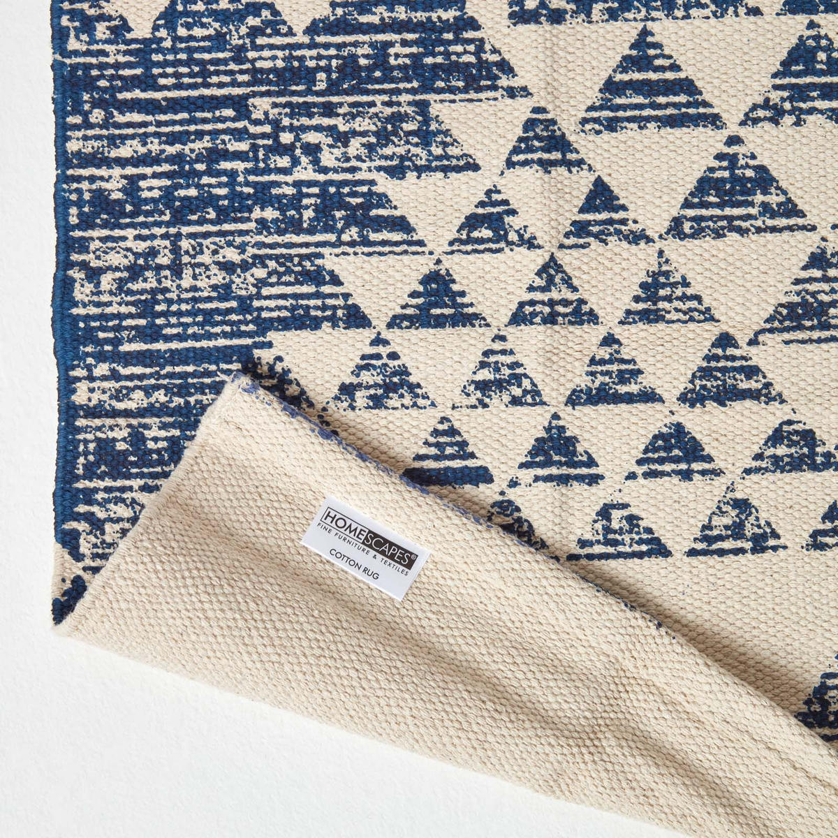 BAUMWOLLTEPPICH-LÄUFER Delphi geometrisch 66/200 cm - Blau, Textil (66/200cm) - Homescapes