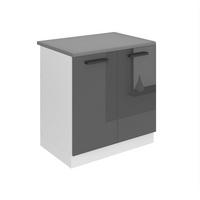 SPÜLENUNTERSCHRANK 80 cm SDZ mit Arbeitsplatte, mit 2 Türen, Silber Hochglanz - Grau, Holz (80/85/51.6cm) - B BELINI GROUP