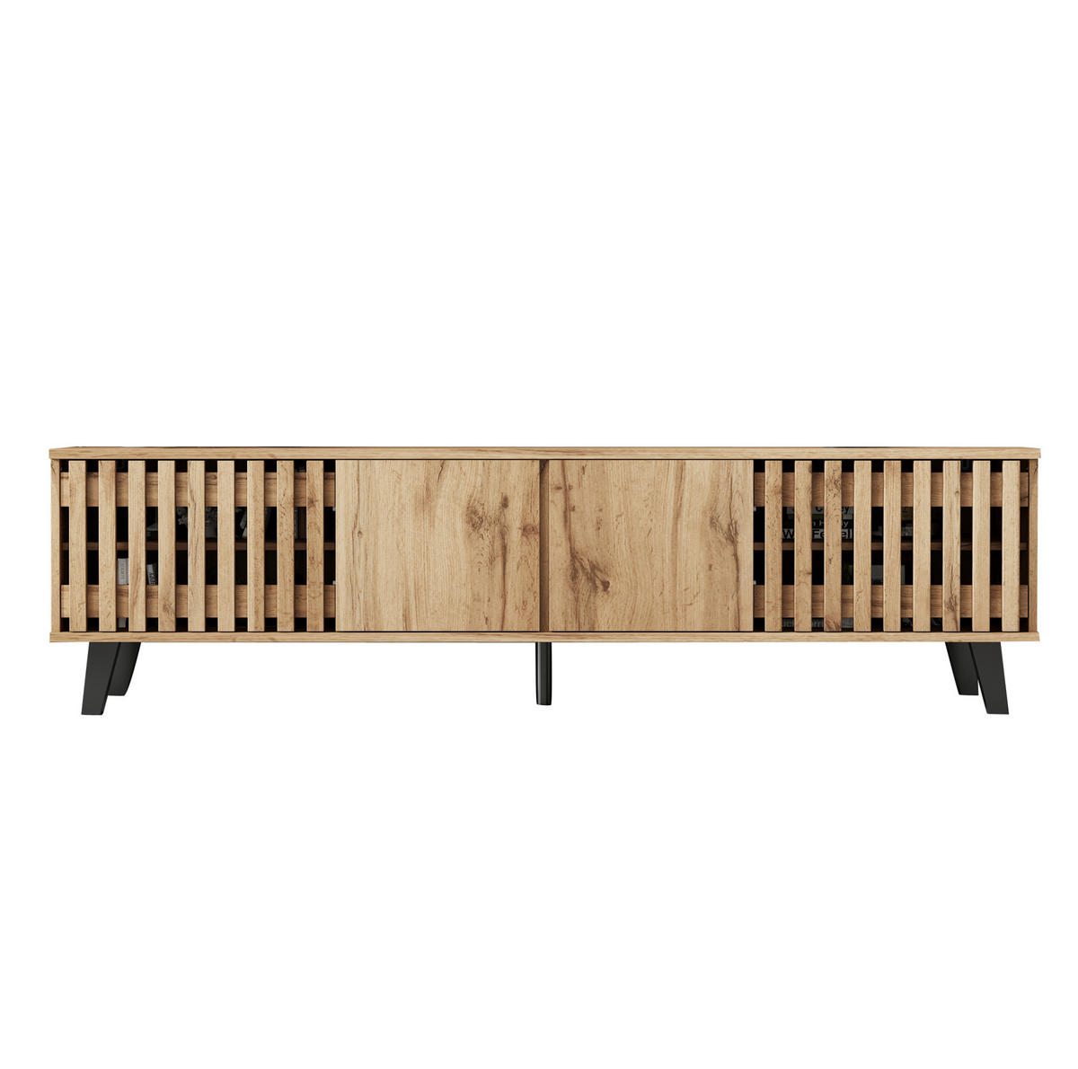 LOWBOARD 180/40/55 cm aus Spanplatte mit 8 Ablagefächern Natur - Hellbraun, Holzwerkstoff (180/55/40cm) - Modenvie