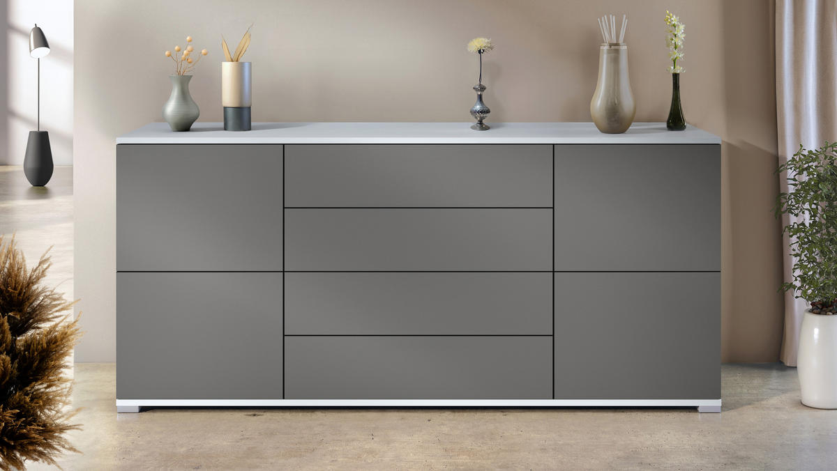 SIDEBOARD Rova Anthrazit matt - Anthrazit, Holzwerkstoff (166.5/75.5/35cm) - Vladon