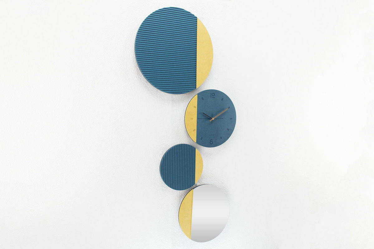 WANDUHR Design Blau 55/134 cm - Blau, Glas/Holzwerkstoff (54.7/133.9/1cm) - ONZENO