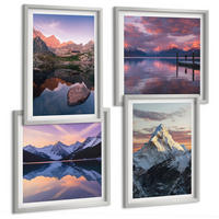 BILDER SET 4er Set - 50x50 cm & 40x60 cm Silberner Rahmen - Berglandschaften im Hintergrund - Silberfarben, Kunststoff (50/50cm) - TULUP