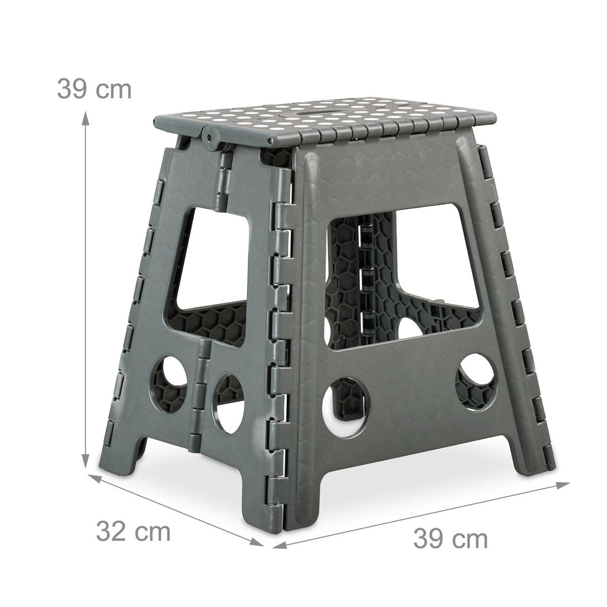 KLAPPHOCKER Hellgrau XL faltbar - Grau, Kunststoff/Textil (39/39/32cm) - Relaxdays