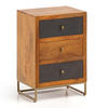 NACHTTISCH Massivholz Steinoptik 3 Schubladen Metallgestell, Braun 40x30x60 cm - Goldfarben/Braun, Holz/Metall (40/60/30cm) - KADIMA DESIGN