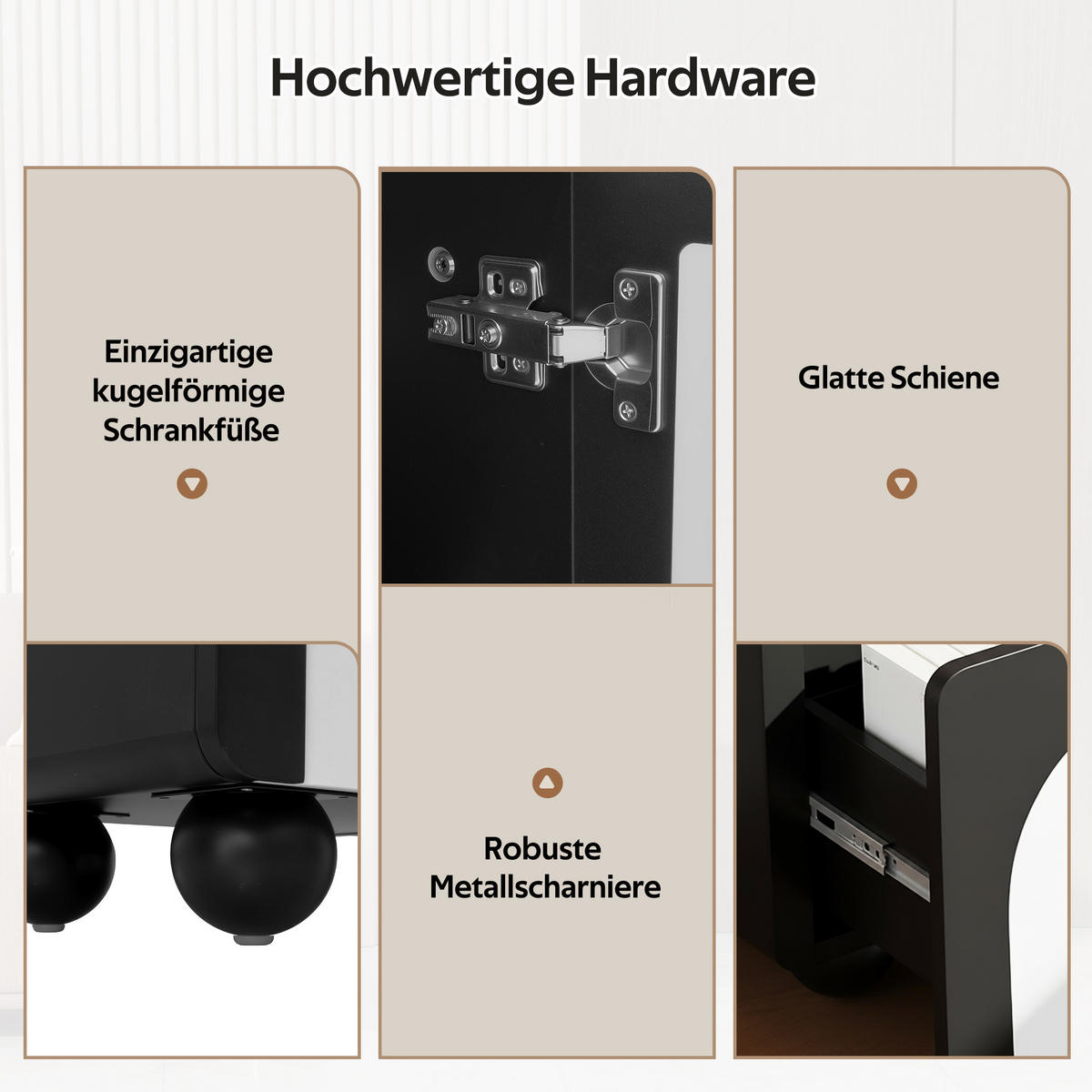 LOWBOARD in Schwarz und Weiß TV-Schrank mit Schubladen für Wohnzimmer, B180/T38/H45 cm - Schwarz/Weiß, Holzwerkstoff/Metall (180/45/38cm) - STILVORA