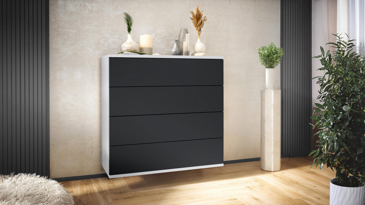 KOMMODE Pavos Schwarz matt - Schwarz, Holzwerkstoff (76/76/35cm) - Vladon