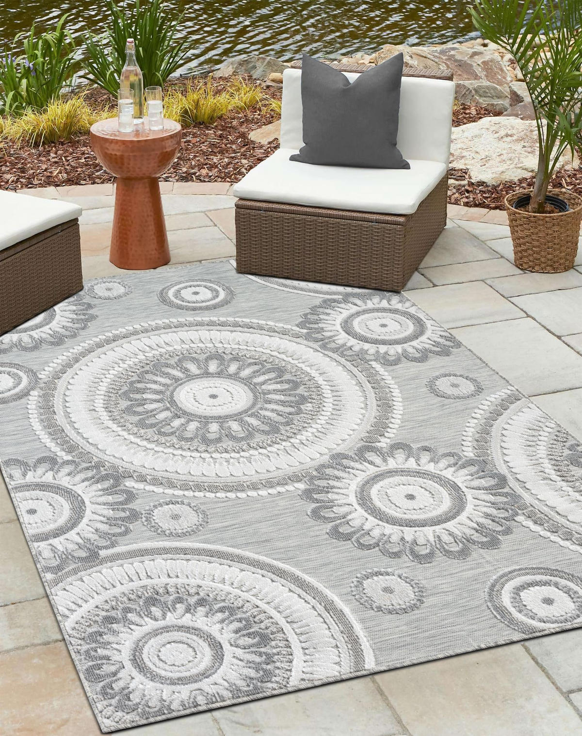 OUTDOORTEPPICH Reed II Hellgrau,Silberfarben,Anthrazit 80/150 cm - Hellgrau, Textil (80/150cm) - My-Rug