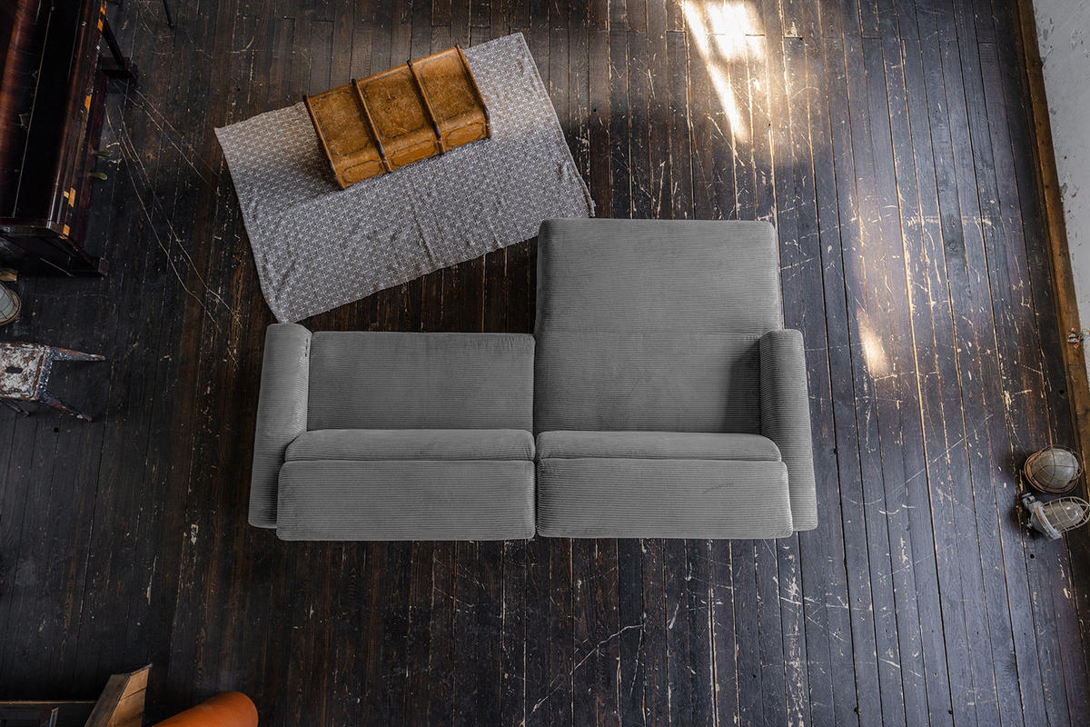 ECKSOFA LAISKA Grau Cord - Schwarz/Grau, Textil/Metall (282/177cm) - KAWOLA