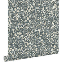 TAPETE Blumen 50 x 900 cm - Blau, Papier (50/0.1cm) - ESTAhome