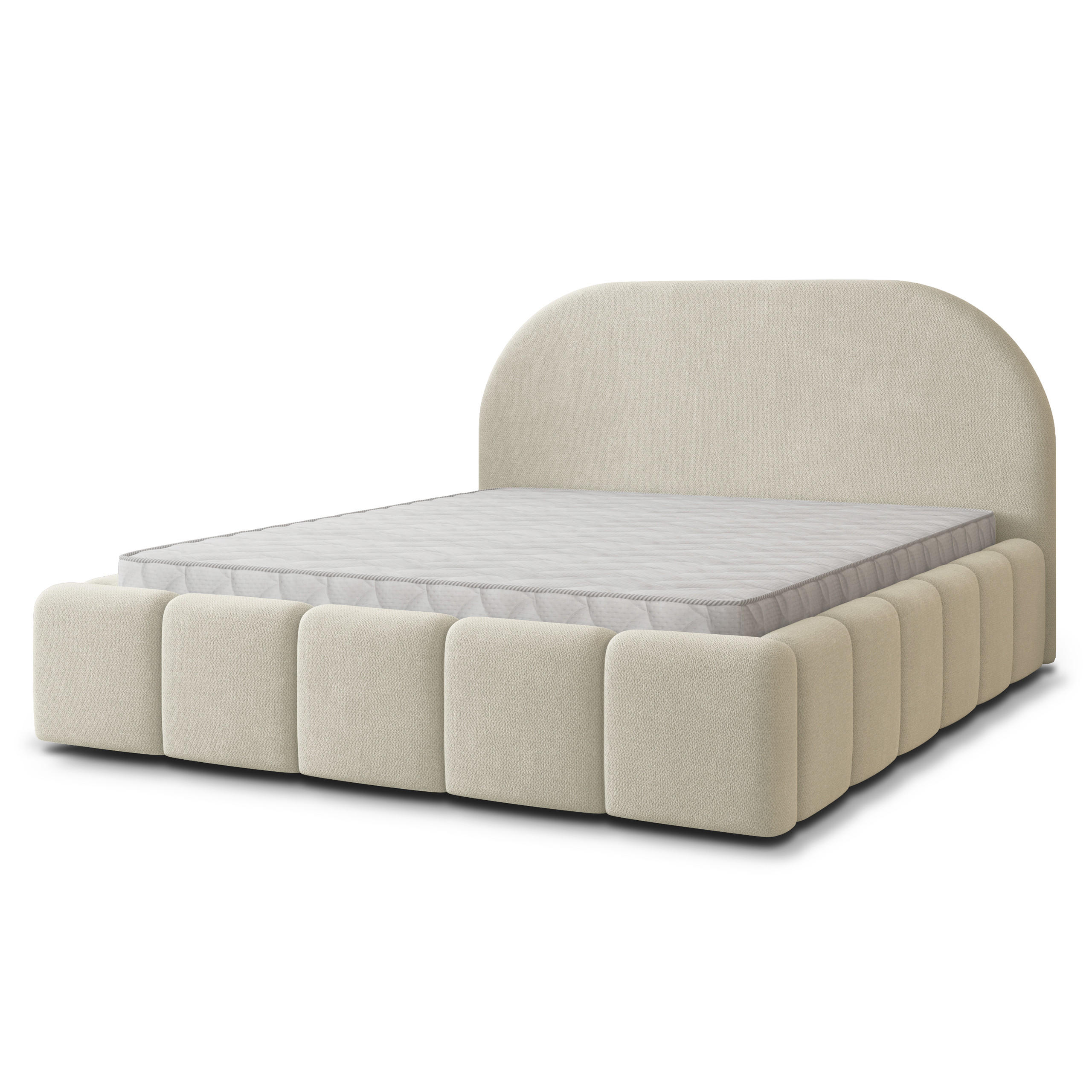 POLSTERBETT FLUSSO 160x200 cm mit Bettkästen - Creme - Creme, Holz (160/200cm) - MASSENO