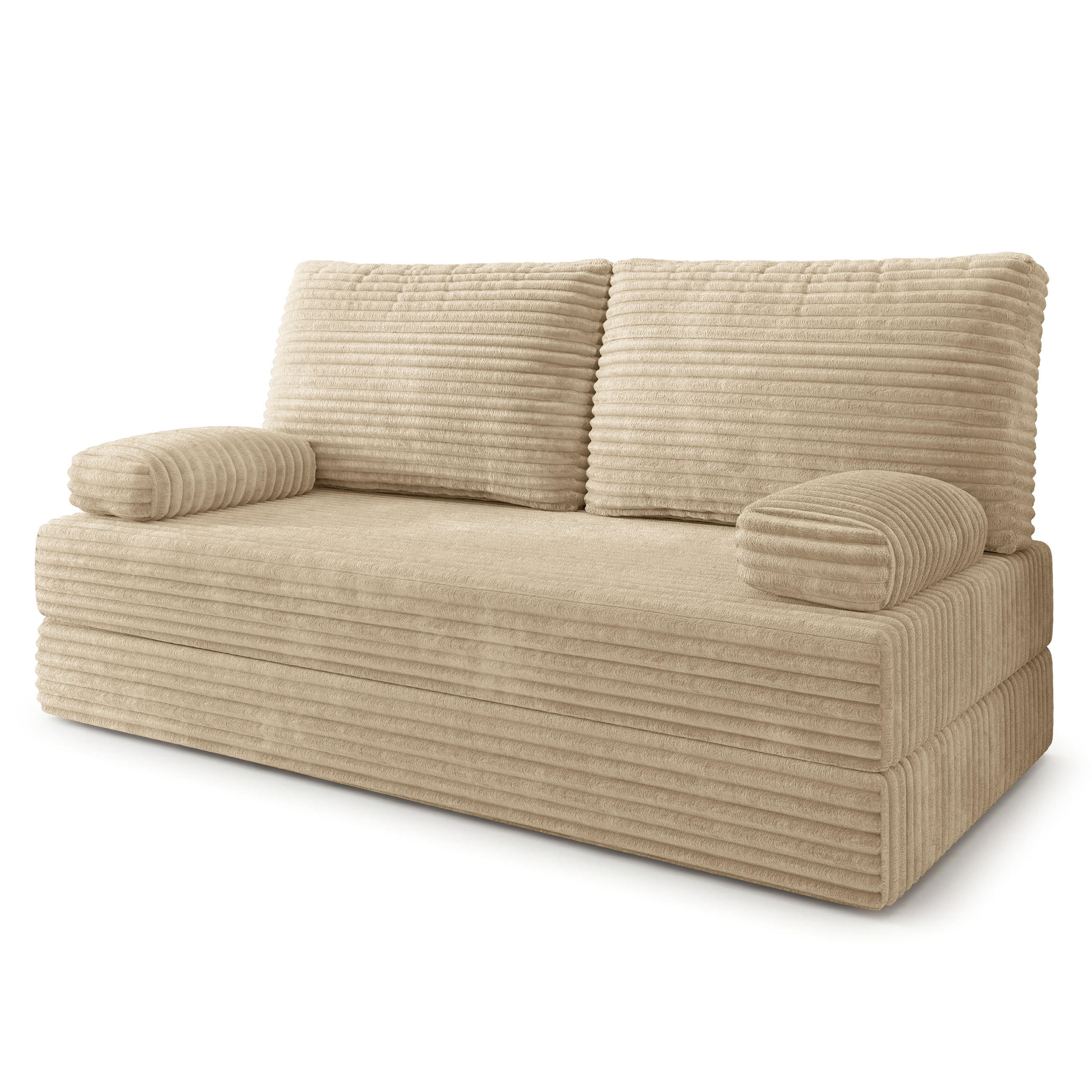 BETTSOFA SILAR aus Schaumstoff Kordstoff Creme Schlaffunktion - Creme, Textil (170/86/80cm) - MASSENO