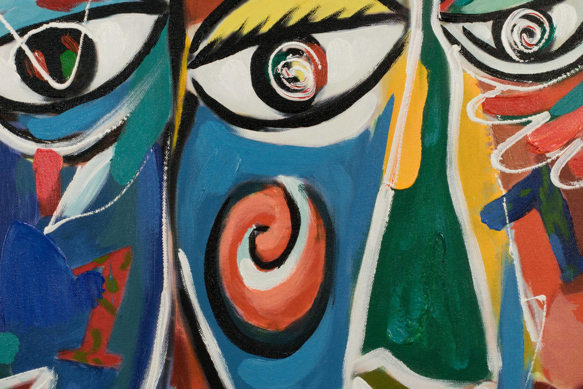 ACRYLBILD HANDGEMALT 60/60 cm - Multicolor/Weiß, Holz/Textil (1.1/60cm) - KUNSTLOFT